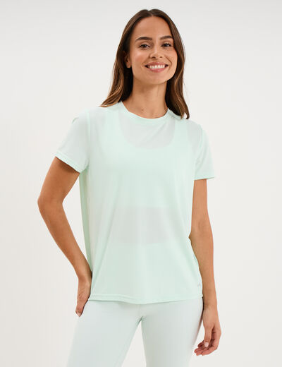 T-shirt de sport droit manches courtes bleu turquoise femme