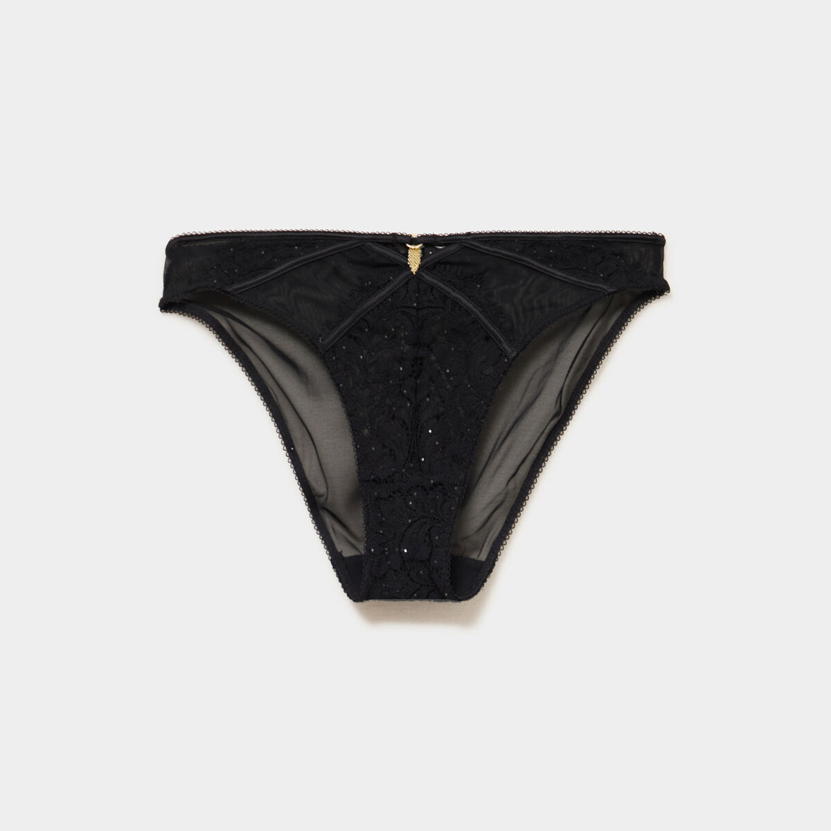 Culotte dentelle avec strass noir femme