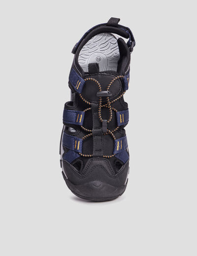 Sandales à scratch et lacets élastiqués bleu marine homme