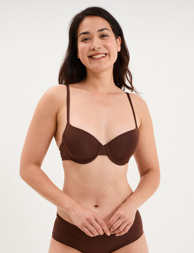 Soutien-gorge corbeille microfibre marron femme