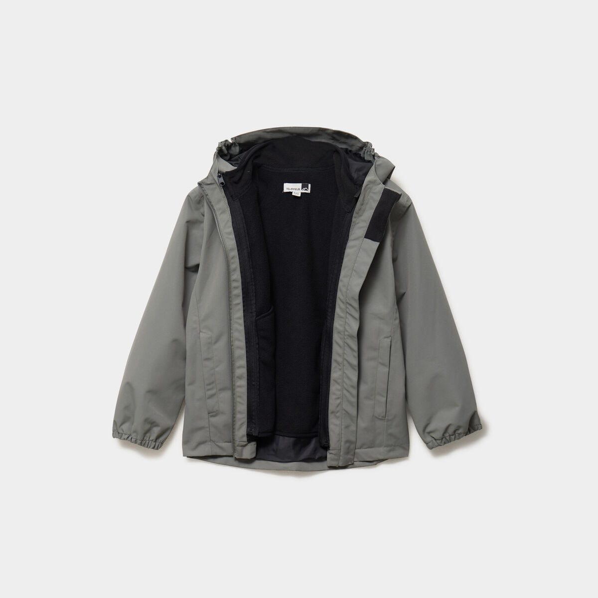 Parka 3-en-1 imperm&eacute;able &agrave; capuche gris gar&ccedil;on