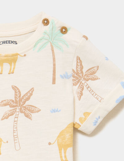 T-shirt avec manches courtes coton creme b&eacute;b&eacute; gar&ccedil;on