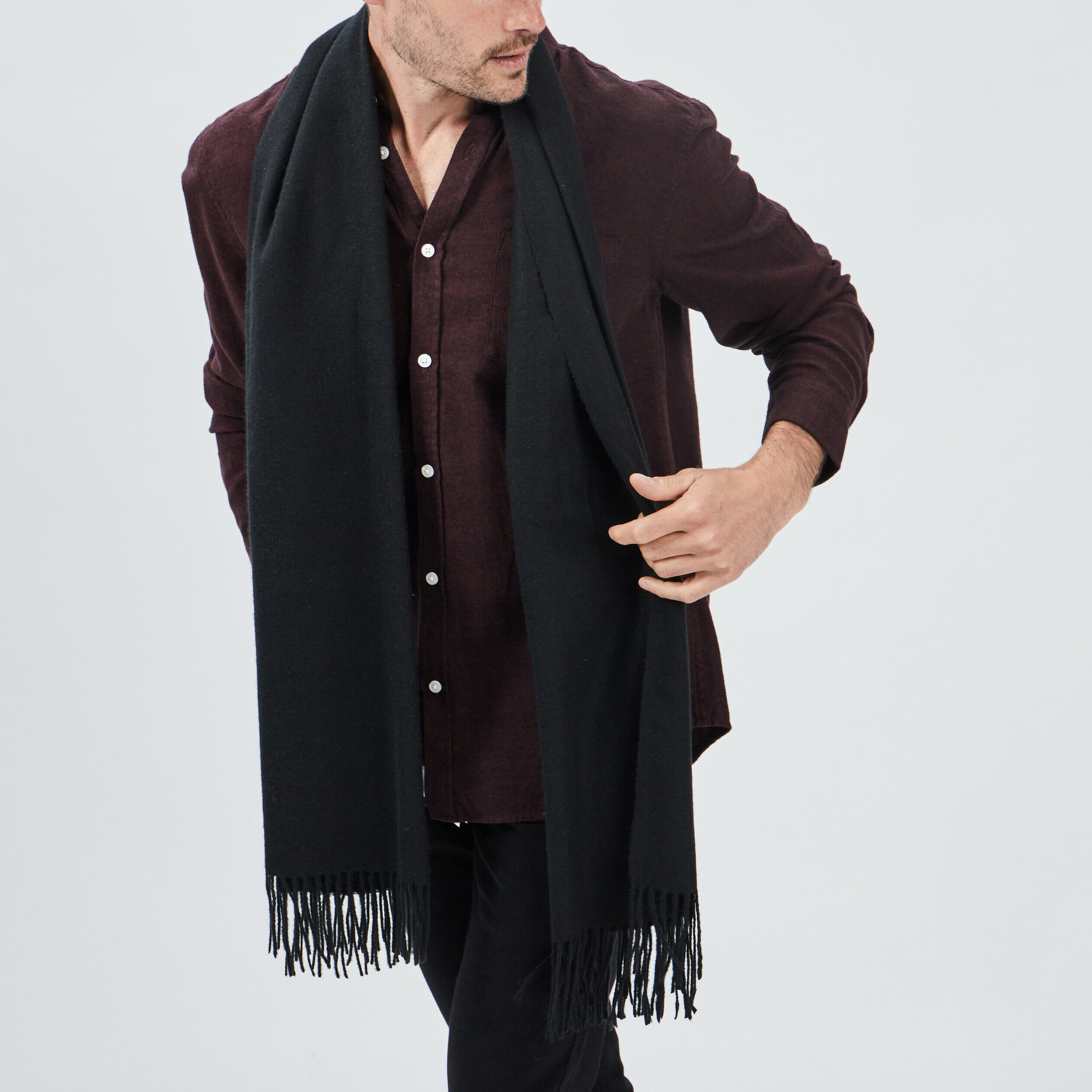 Écharpe à franges noir homme LH