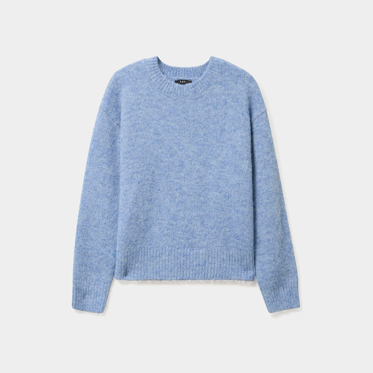 Pull col rond manches longues bleu ciel femme