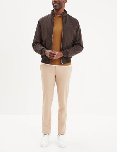 Pantalon chino slim coton marron cognac homme