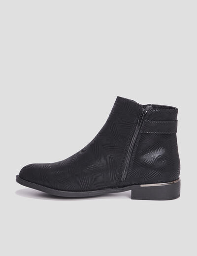 Bottines zippées avec perforations noir femme