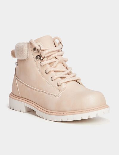 Boots crantées à lacets Trappeur rose clair fille