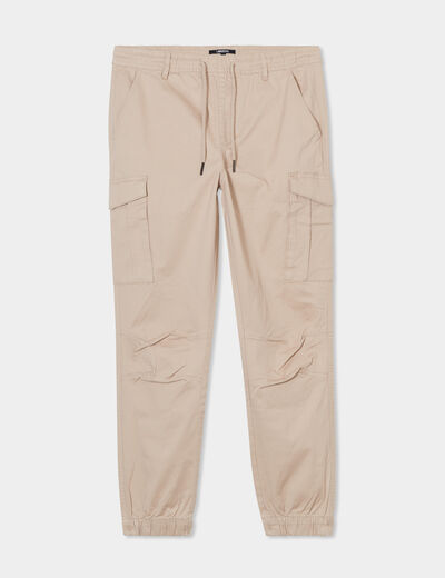 Pantalon cargo slim beige homme