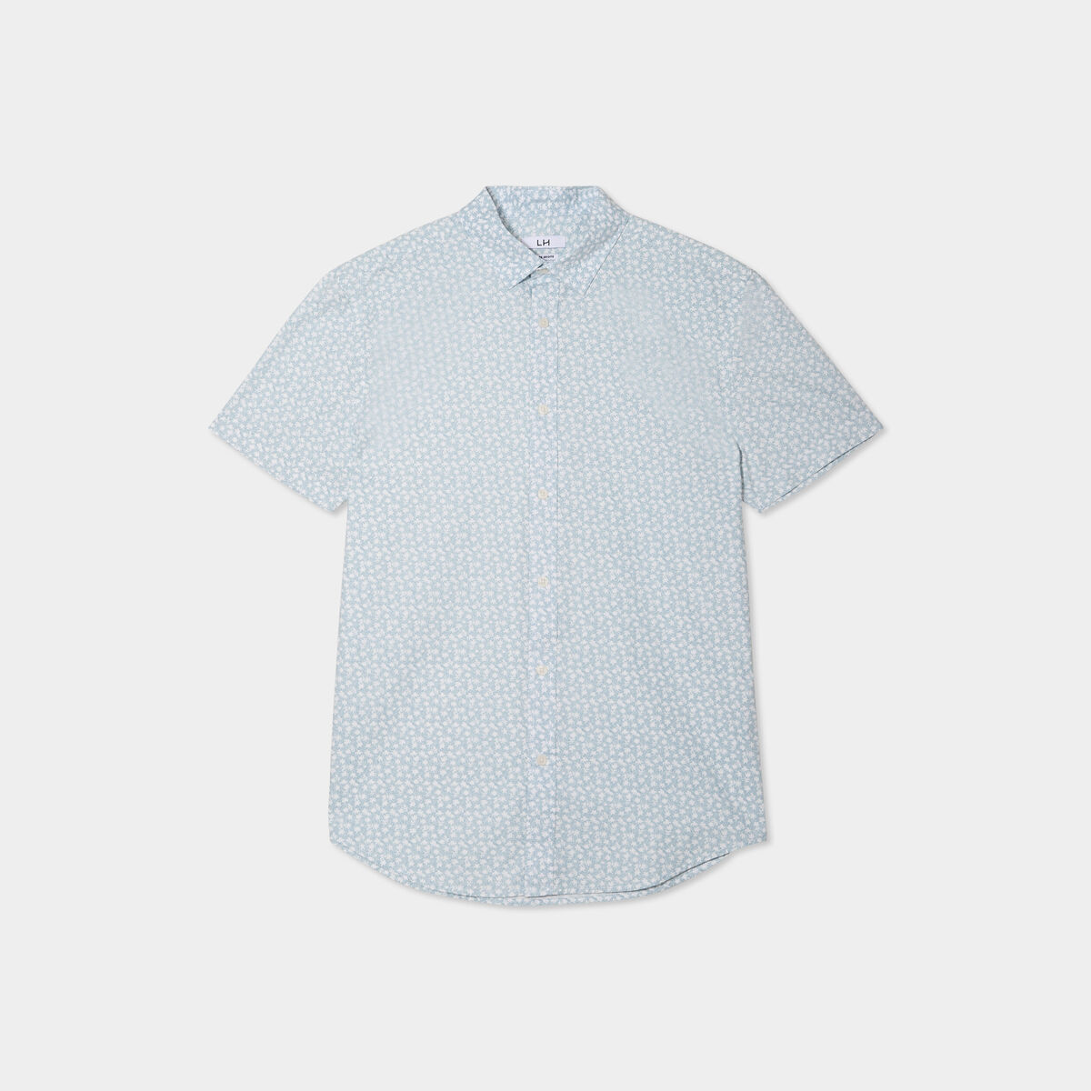 Chemise droite manches courtes coton vert pastel homme