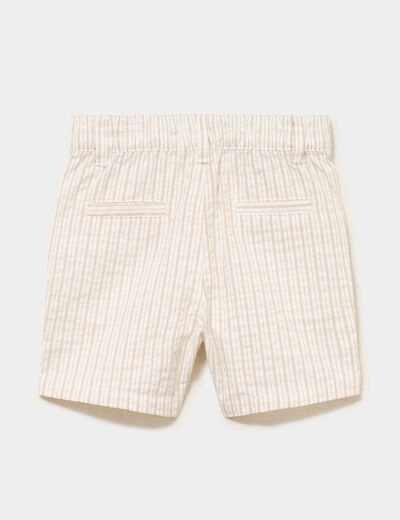 Short droit coton beige b&eacute;b&eacute; gar&ccedil;on