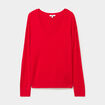 Pull col en V manches longues rouge femme