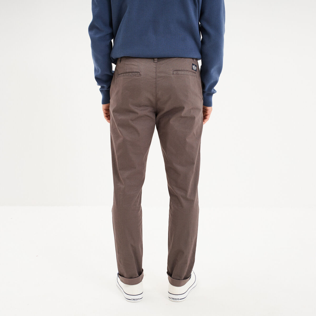 Pantalon chino slim stretch taupe homme
