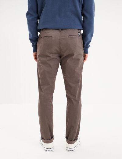 Pantalon chino slim stretch taupe homme