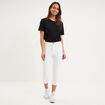 Pantalon capri slim twill 5 poches blanc femme