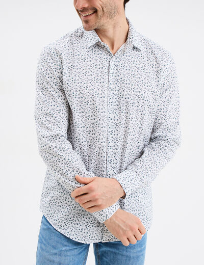 Chemise ajustée col français blanc homme