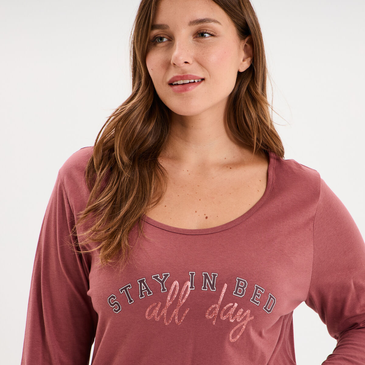 Ensemble pyjama pantalon et t-shirt rose framboise femme grande taille