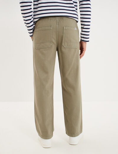 Pantalon chino droit taille &agrave; coulisse vert clair homme
