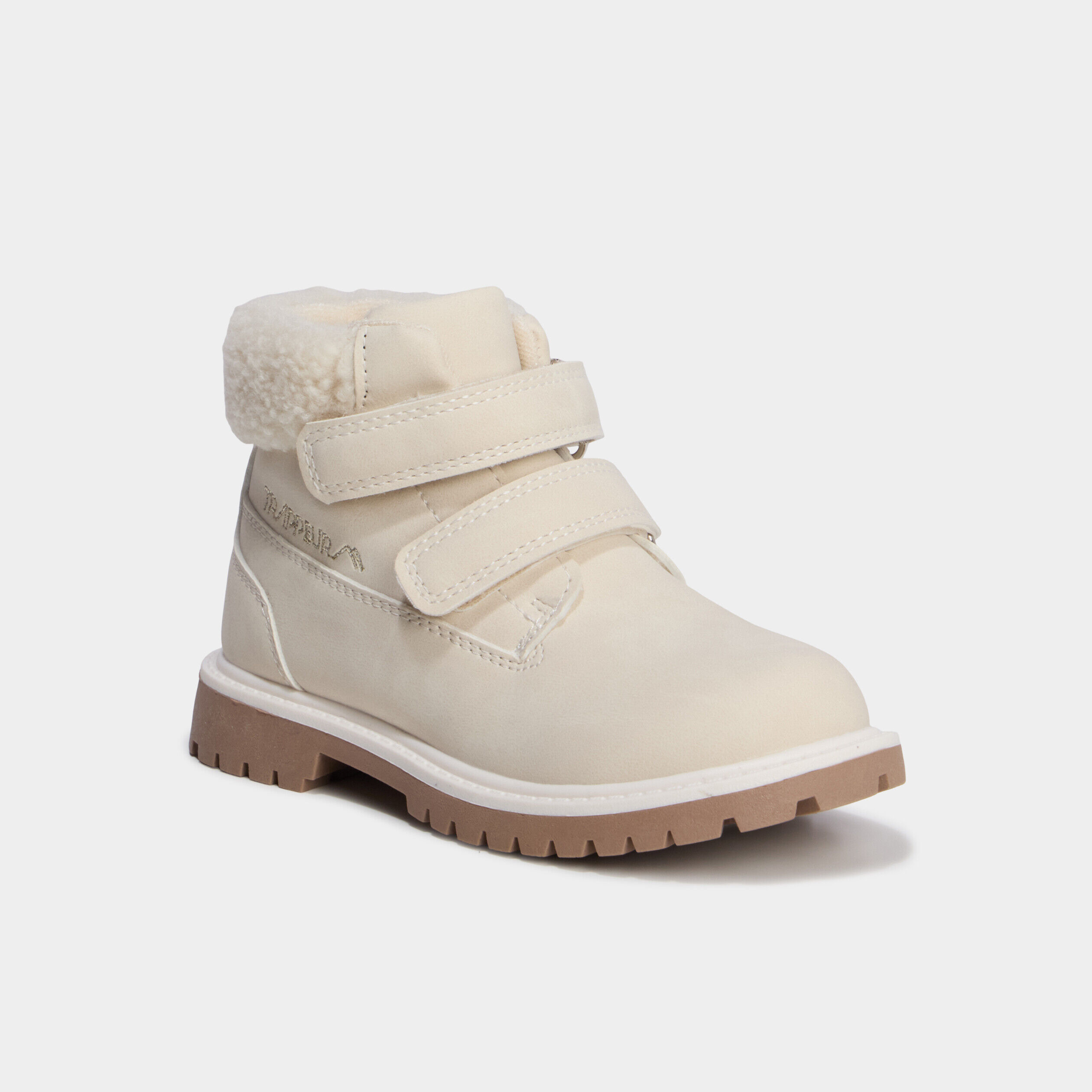 Bottines à scratchs fausse fourrure creme fille TRAPPEUR