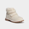 Bottines &agrave; scratchs fausse fourrure creme fille