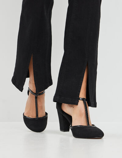 Escarpins salomé à talons aspect suédine noir femme