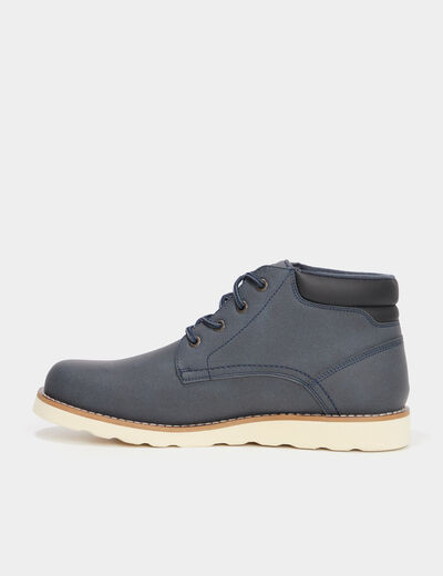 Bottines &agrave; lacets effet similicuir bleu homme