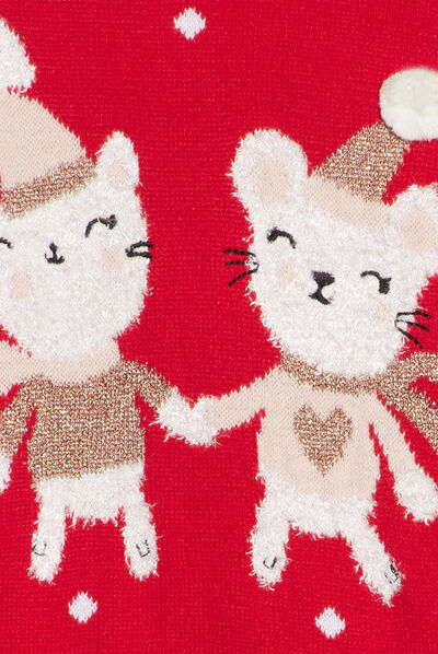 Robe pull droite rouge bébé fille