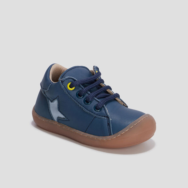 bottillons zippes en cuir bleu bebeg Bottillons zippés en cuir bleu bébé garçon