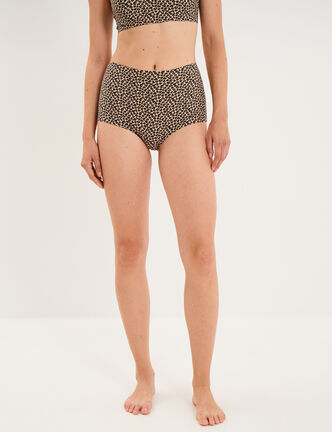 Culotte taille haute microfibre marron femme