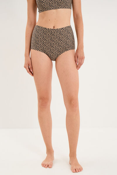 Culotte taille haute microfibre marron femme