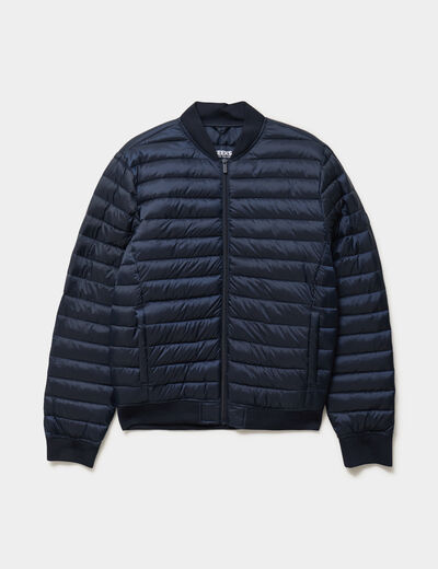 Doudoune l&eacute;g&egrave;re d&eacute;perlante col teddy bleu marine homme
