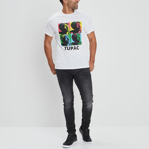 T-shirt manches courtes Tupac blanc homme