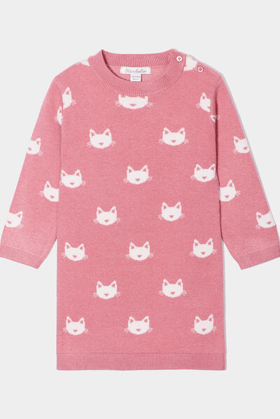 Robe pull épaule boutonnée Kimbaloo vieux rose bébé fille