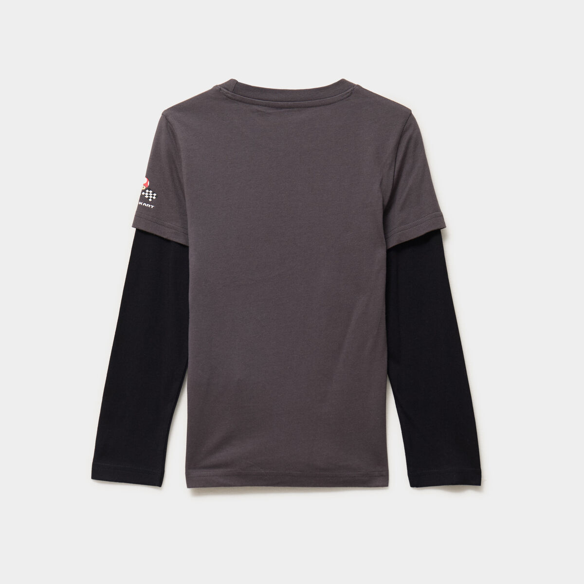 T-shirt effet 2 en 1 coton Mario Kart gris fonc&eacute; gar&ccedil;on
