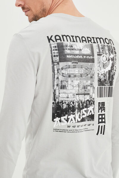 T-shirt droit manches longues Liberto gris clair homme