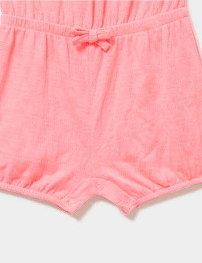 Combishort taille ajustable rose fluo b&eacute;b&eacute; fille