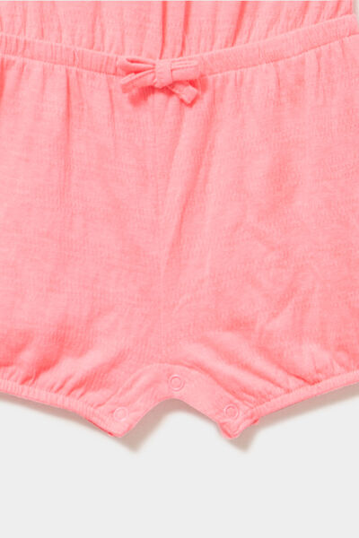 Combishort taille ajustable rose fluo b&eacute;b&eacute; fille