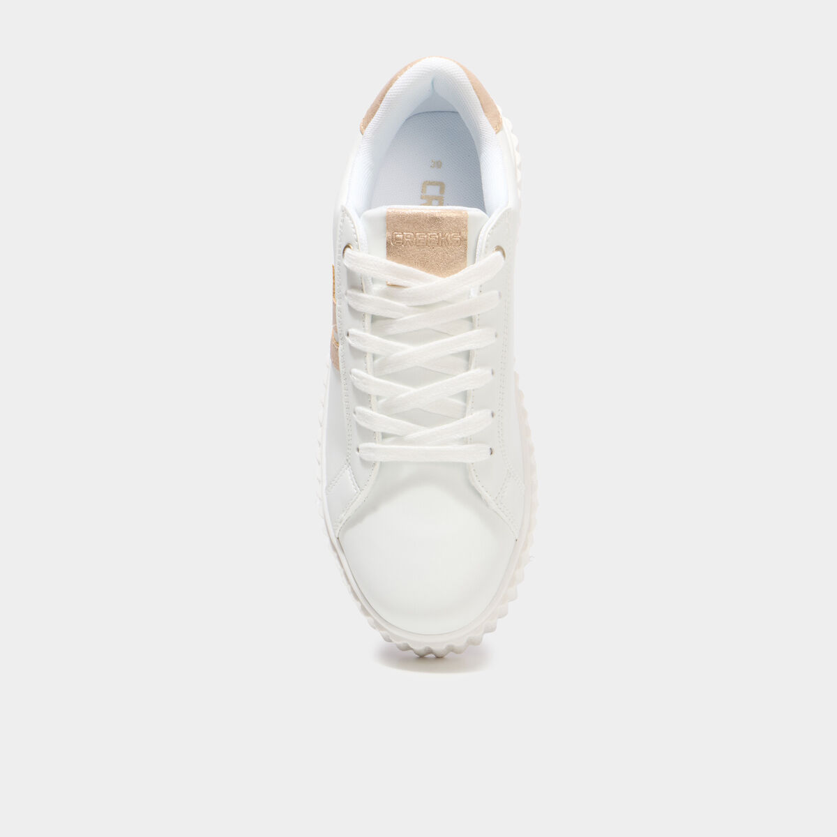 Tennis basses &agrave; lacets semelles &eacute;paisse blanc femme