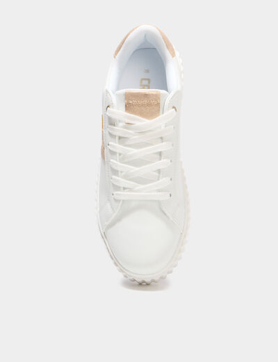 Tennis basses &agrave; lacets semelles &eacute;paisse blanc femme