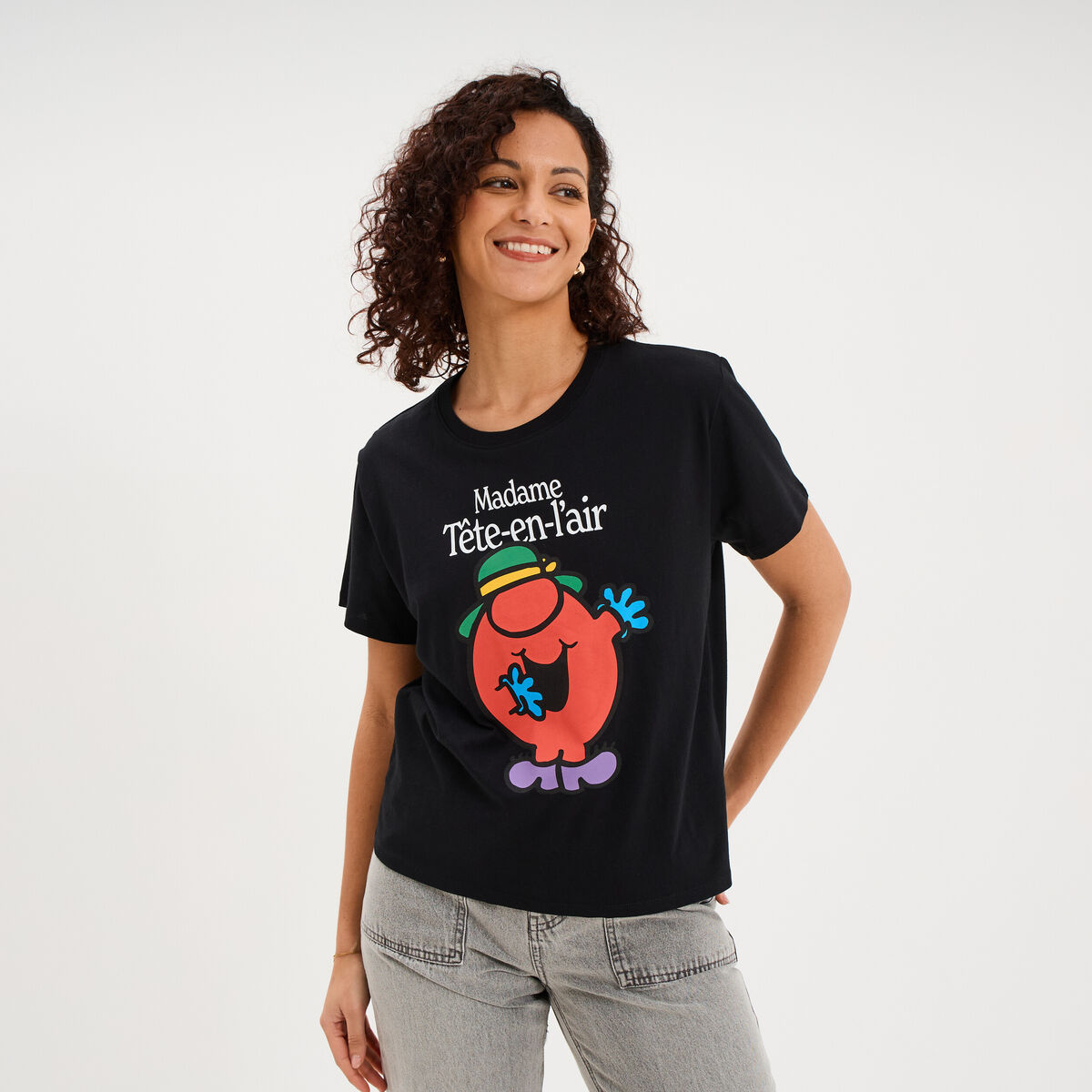 T-shirt madame t&ecirc;te-en-l'air noir femme