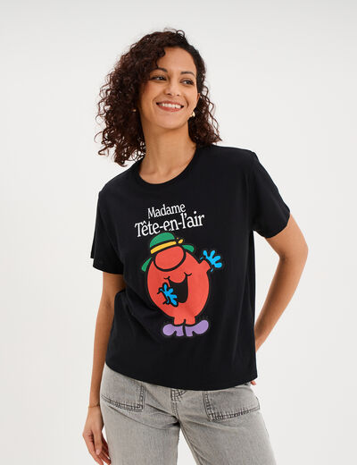 T-shirt madame t&ecirc;te-en-l'air noir femme