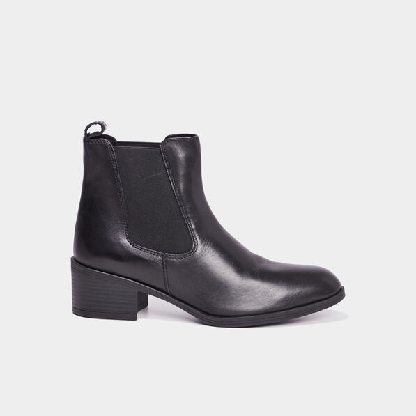 bottines a talons en cuir noir femme Bottines à talons en cuir noir femme