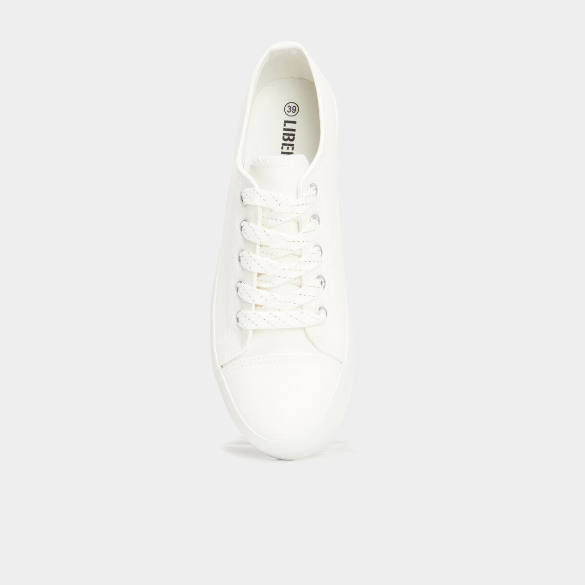 Tennis en toile basses &agrave; lacets blanc femme