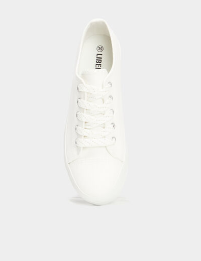 Tennis en toile basses à lacets blanc femme
