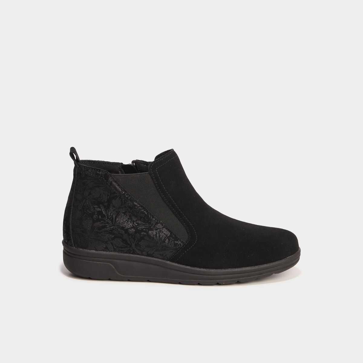 Boots confort en cuir noir femme