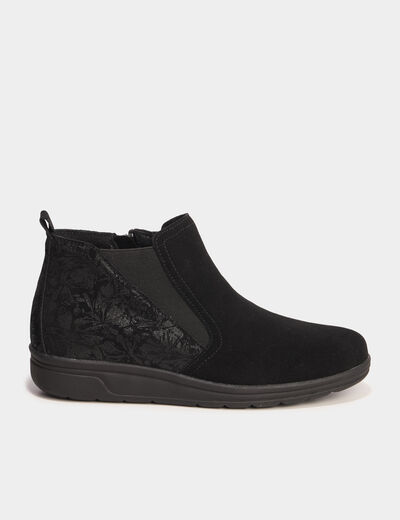 Boots confort en cuir noir femme