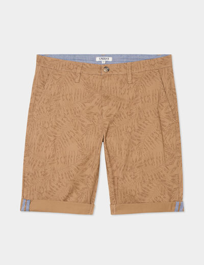 Bermuda short chino droit coton stretch sable homme