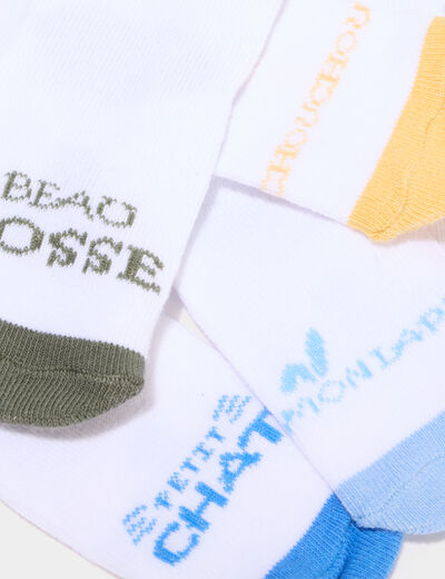Lot 5 paires chaussettes blanc b&eacute;b&eacute; gar&ccedil;on
