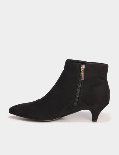 Boots effet su&eacute;dine kitten heels 2 cm noir femme