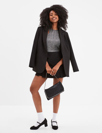 Débardeur cropped détail épaule Liberto gris argent femme