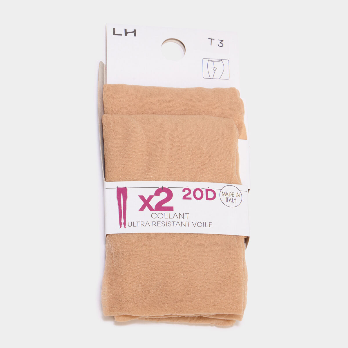 Lot 2 collants voile 20D sable femme